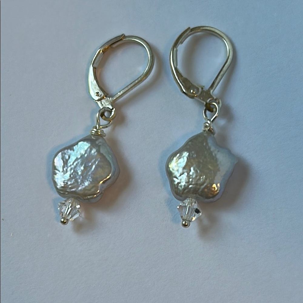 Elegant Silver Pearl Drop Earrings